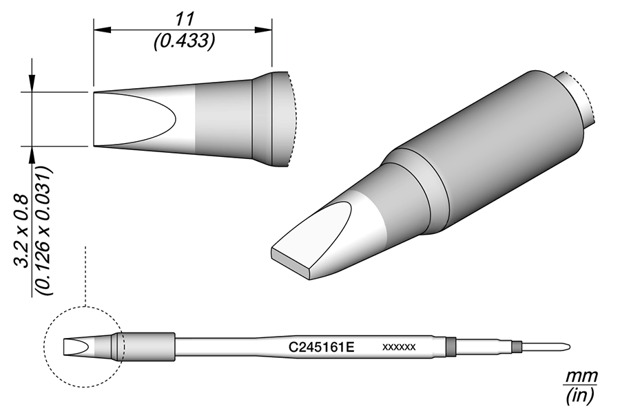 C245161E - Cartridge Chisel 3.2 x 0.8